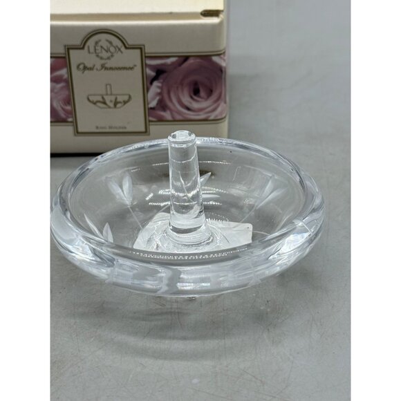 Lenox Opal Innocence clear Crystal Ring Holder embossed floral 3.5 READ NEW - Picture 2 of 9